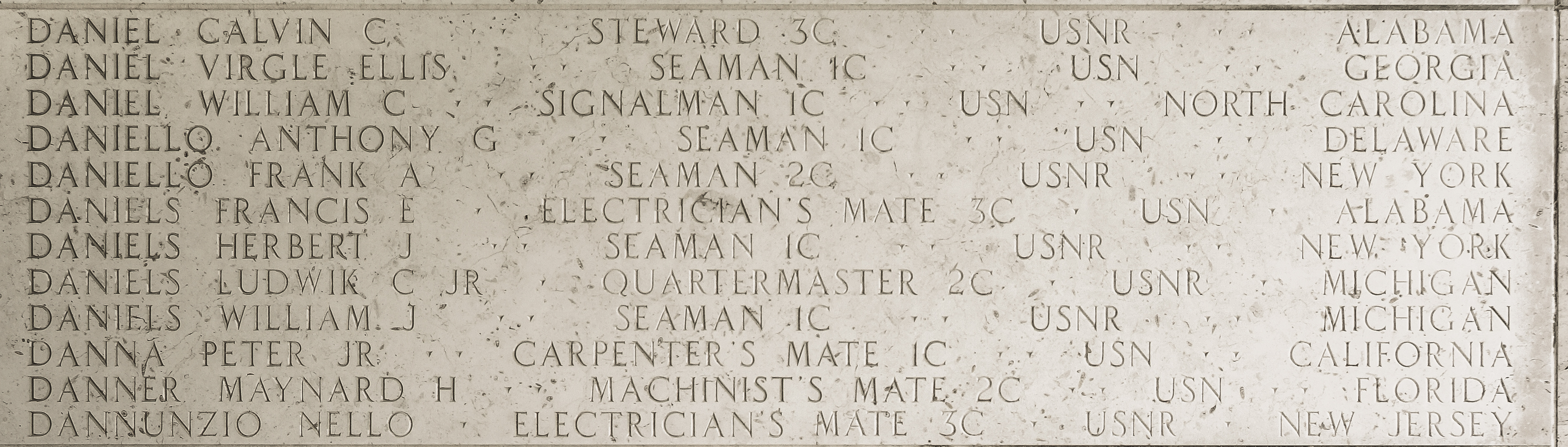 William C. Daniel, Signalman First Class